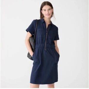JCrew Zipper Front Chino Dress in Navy Size 6